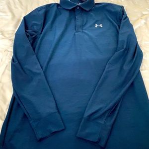 Men’s UA Navy long sleeve golf polo - Medium